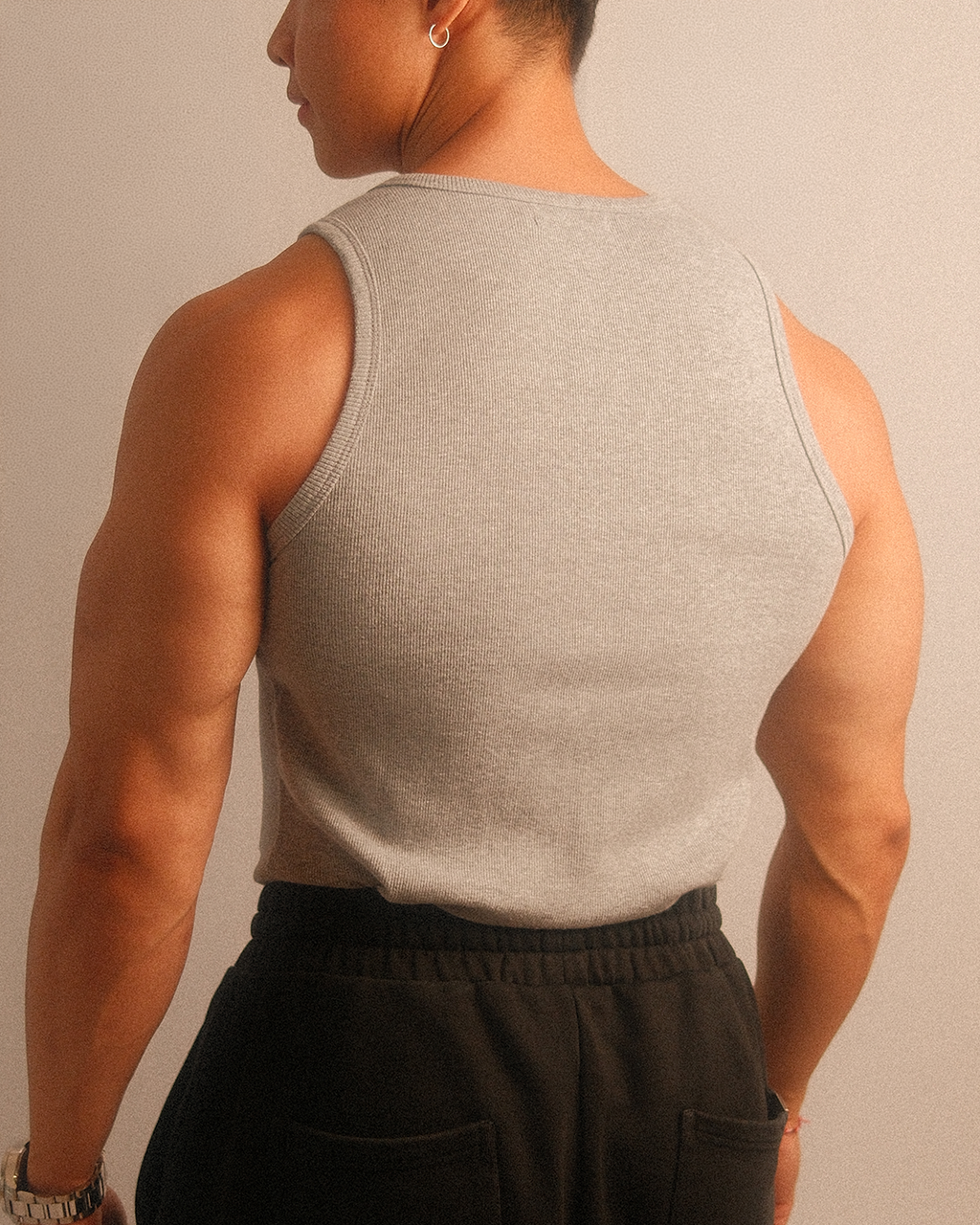 essentials ribbed tank - grey