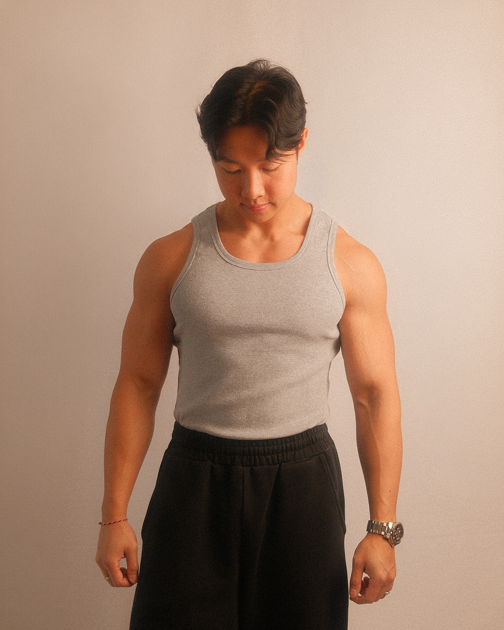 essentials ribbed tank - grey