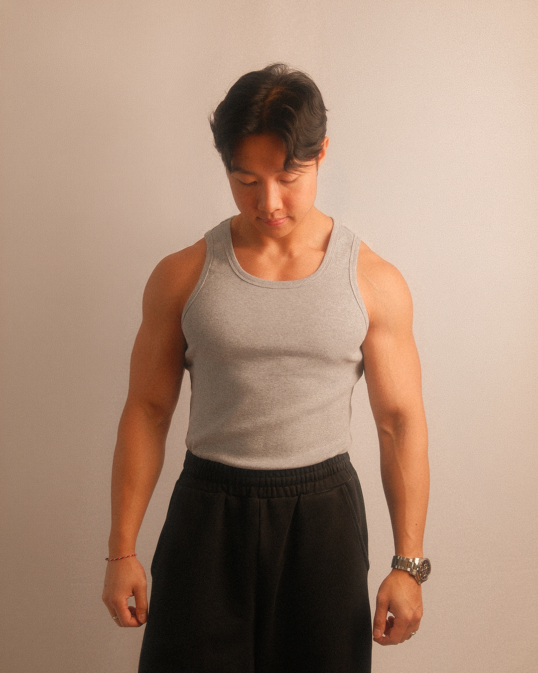 essentials ribbed tank - grey