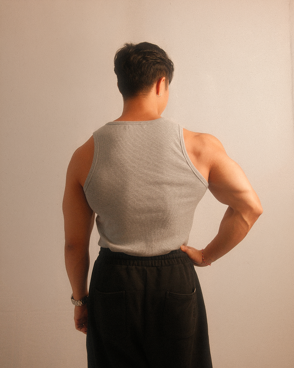 essentials ribbed tank - grey