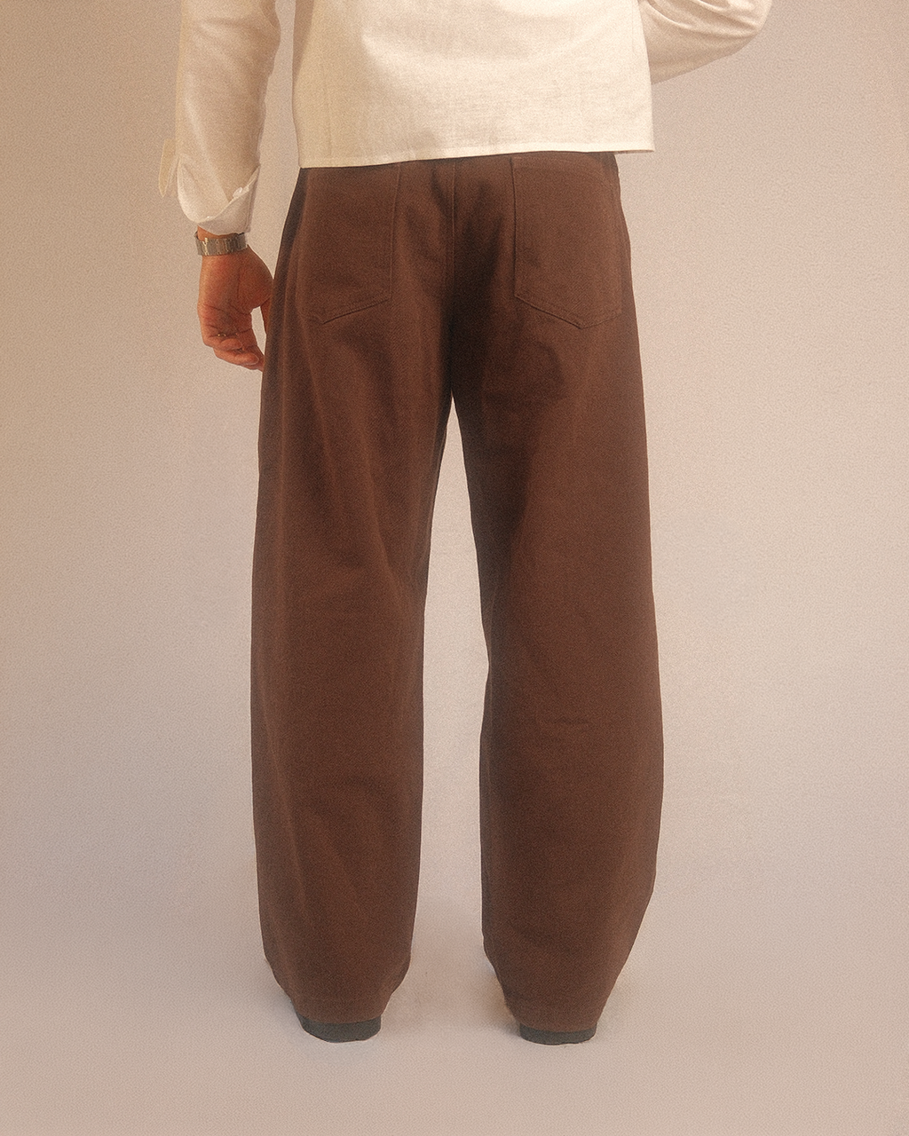 denim wide pants - oak brown