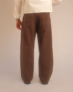 denim wide pants - oak brown