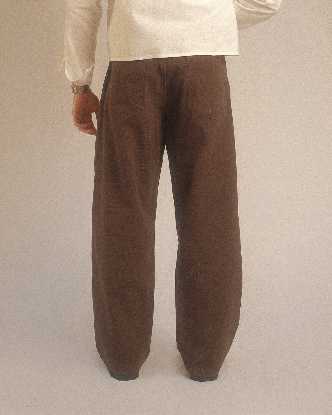 denim wide pants - oak brown