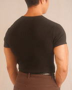 essentials ribbed tee - black