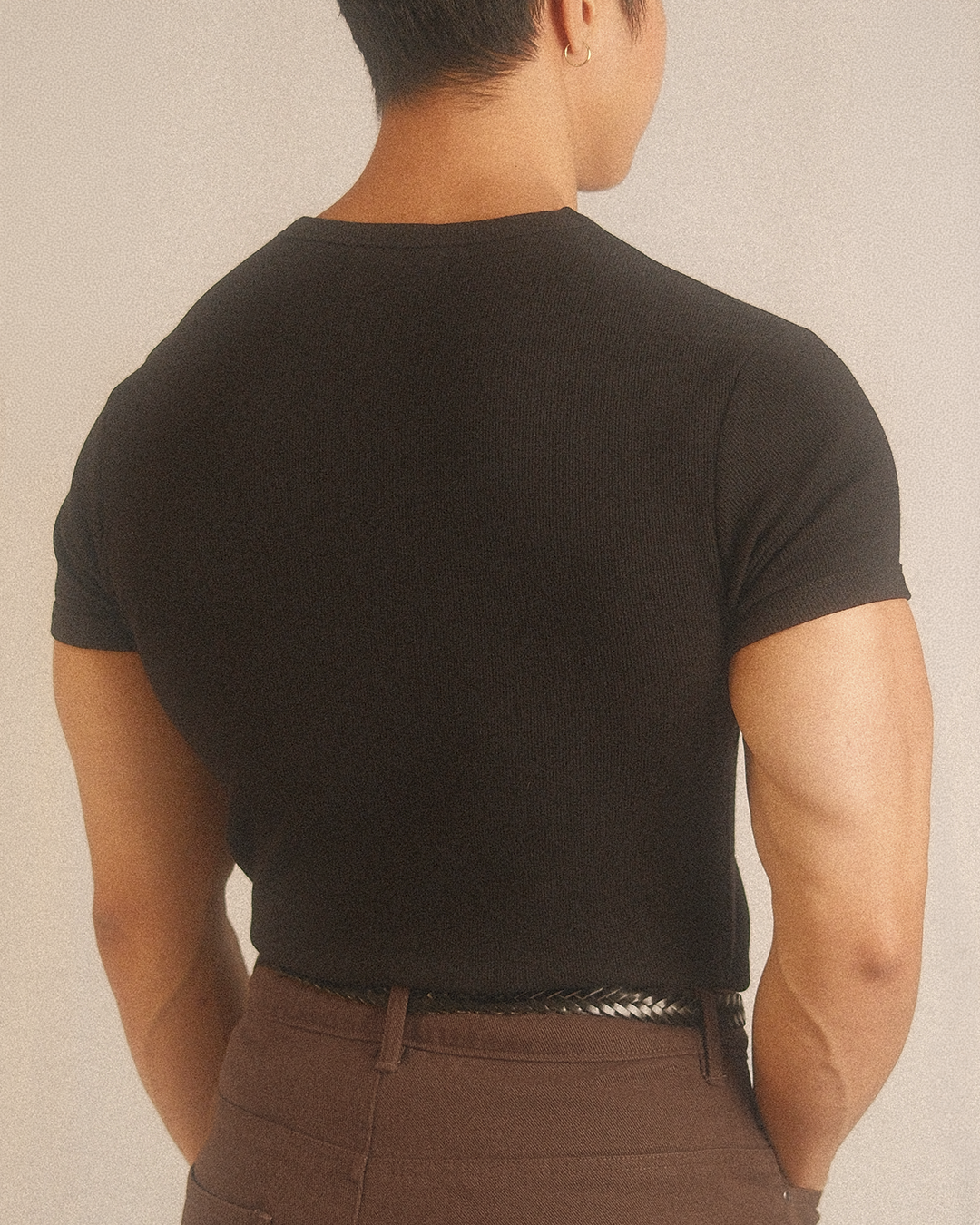 essentials ribbed tee - black