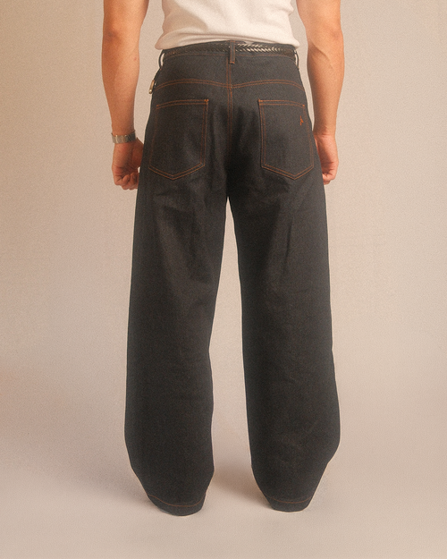 denim wide pants - selvedge blue