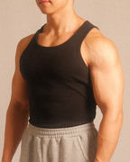 essentials ribbed tank - black
