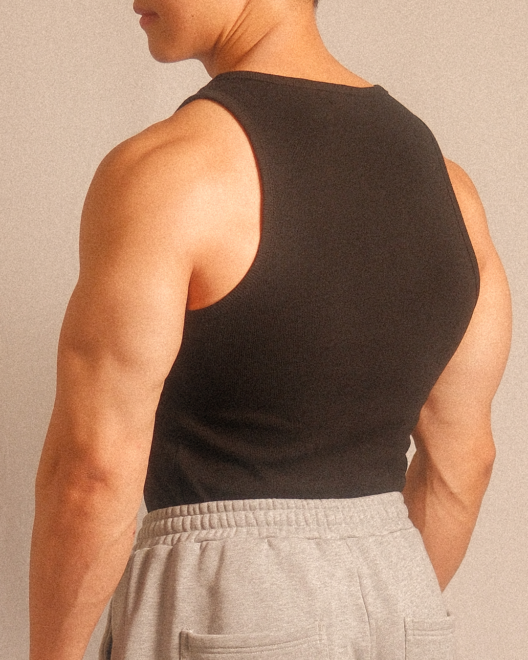 essentials ribbed tank - black