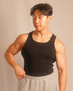essentials ribbed tank - black
