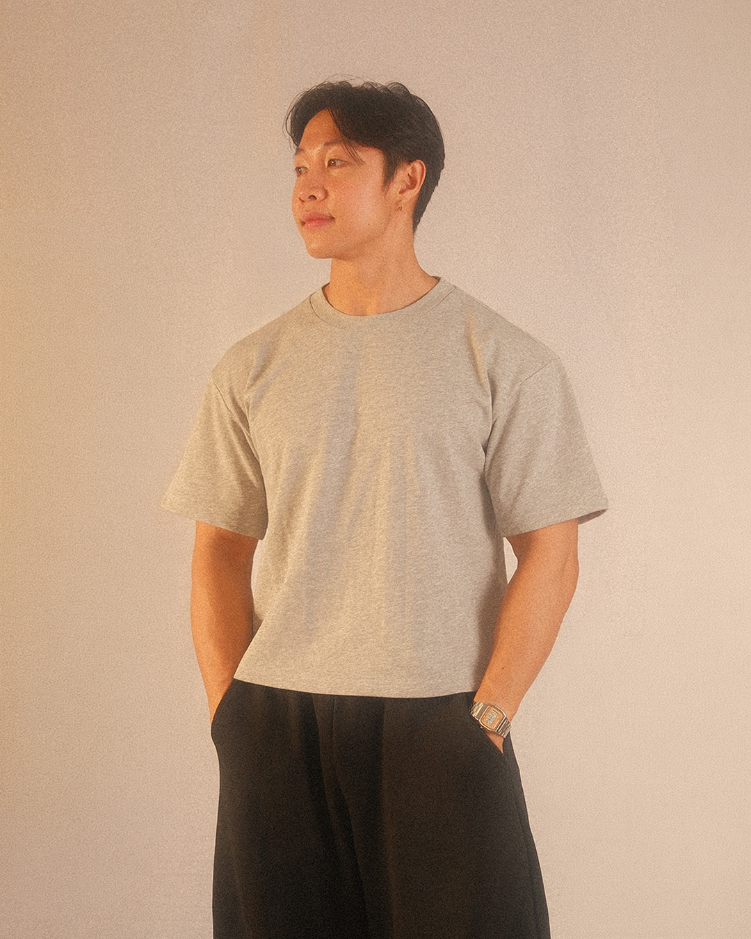 essentials boxy tee - grey
