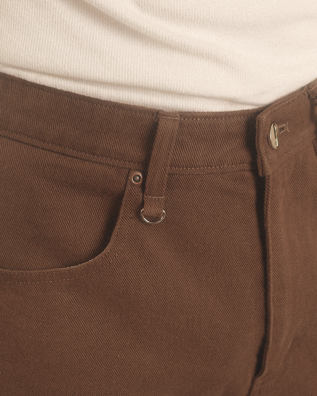 denim wide pants - oak brown