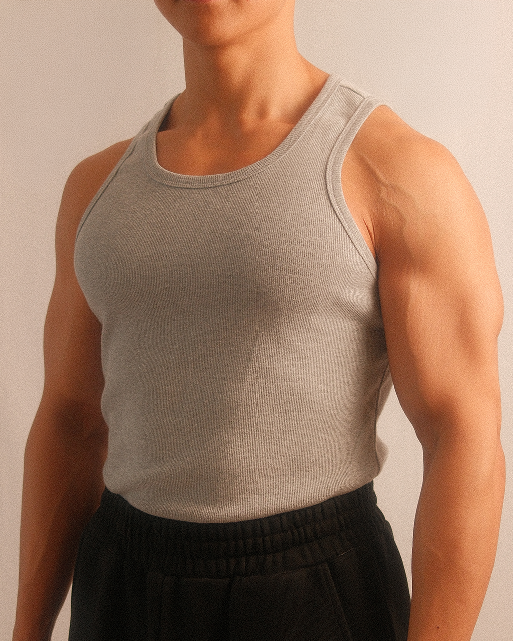 essentials ribbed tank - grey