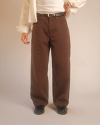 denim wide pants - oak brown
