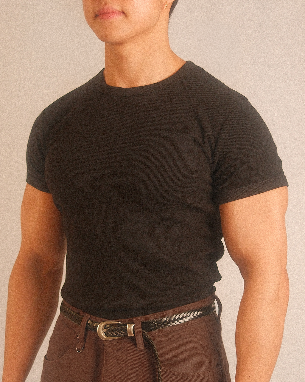 essentials ribbed tee - black