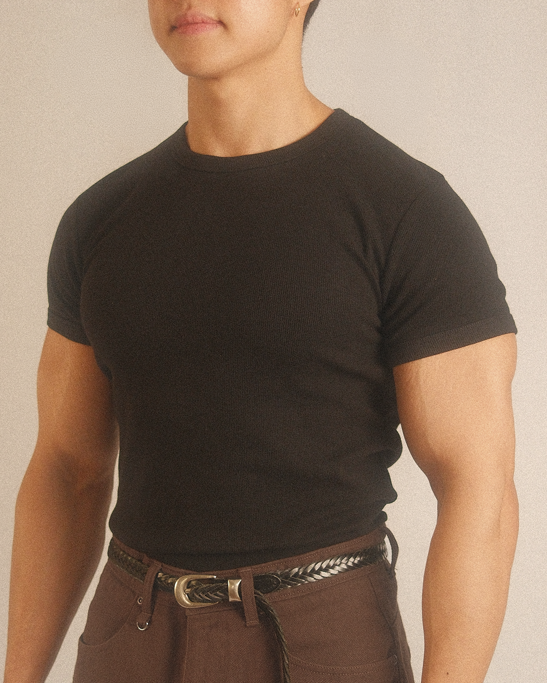 essentials ribbed tee - black