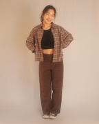 denim wide pants - oak brown