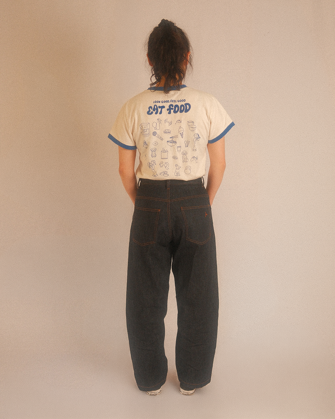 denim wide pants - selvedge blue