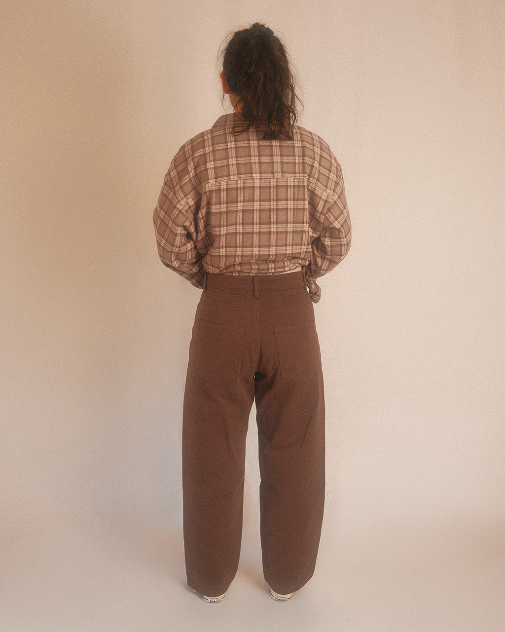 denim wide pants - oak brown