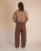 denim wide pants - oak brown